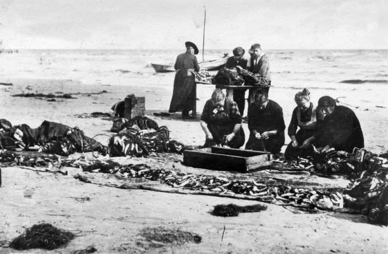Nach dem Fang beginnt am Strand von Karlshagen das Auspuhlen.