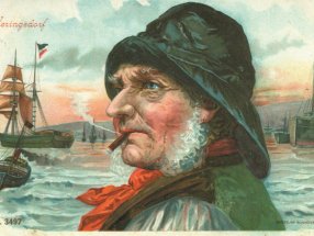 Ein Heringsdorfer Fischer auf einer Fantasiekarte.