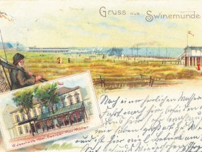 Ein Fischer am Strand von Swinemünde.