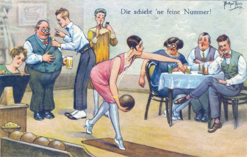 Die Kegelbrüder und ihr Kommentar gezeichnet von Arthur Thiele.